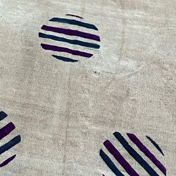Geometric Patterned silk or rayon Scarf with Purple embroidered Border detail - Picture 12 of 12
